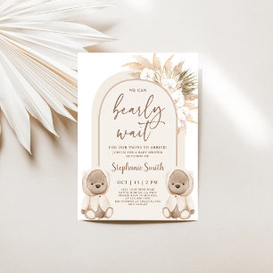 Invitation Baby shower Bear Twins