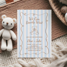 Baby shower Bearly Wait Hand Drake Blue Stripes