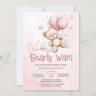 Invitation Baby shower Bearly Wait Pink Ballots