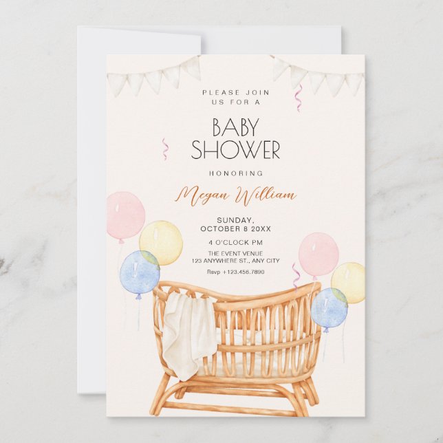 Invitation Baby shower bébé (Devant)