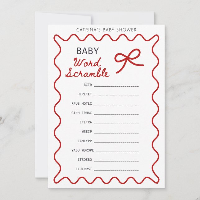 Invitation Baby-Shower Bébé Arc-en-Ciel Rouge - Nom Modifiabl (Devant)
