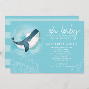 Invitation Baby shower bébé baleine