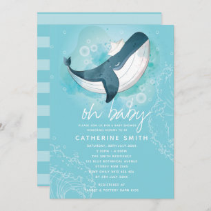 Invitation Baby shower bébé baleine garçon