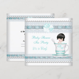 Invitation Baby Shower Bébé Bleu Tasse à Thé Fête