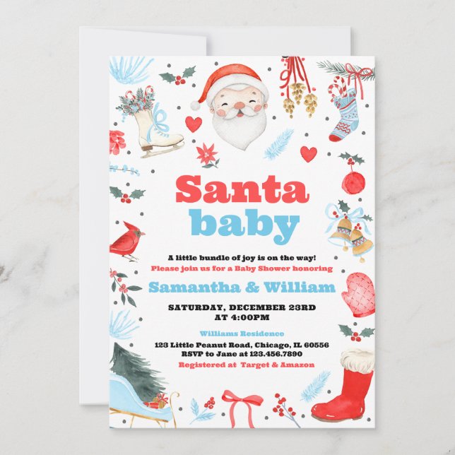 Invitation Baby shower bébé Boy Père Noël (Devant)