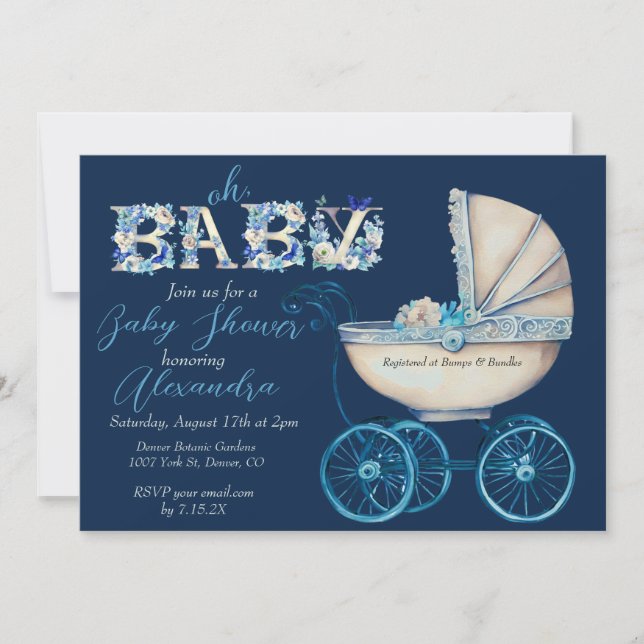 Invitation Baby shower bébé Buggy Boy (Devant)