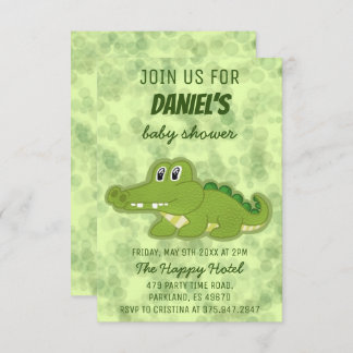 Invitation Baby shower bébé crocodile