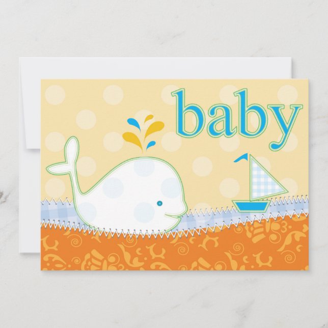 Invitation Baby shower - Bébé de baleine (Devant)