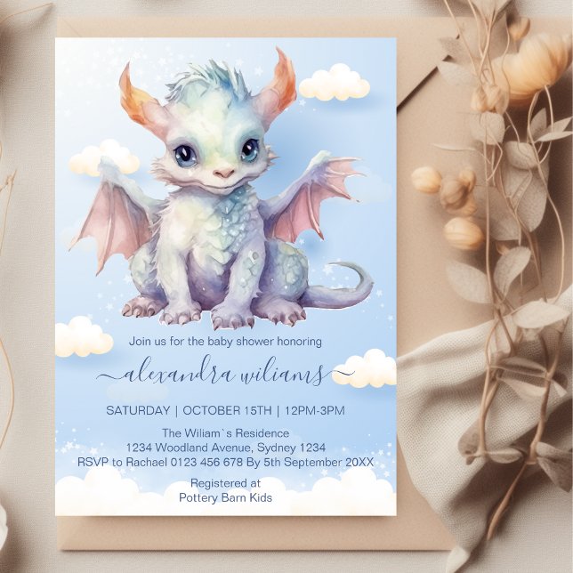 Invitation Baby shower Bébé de Dragon (Créateur téléchargé)