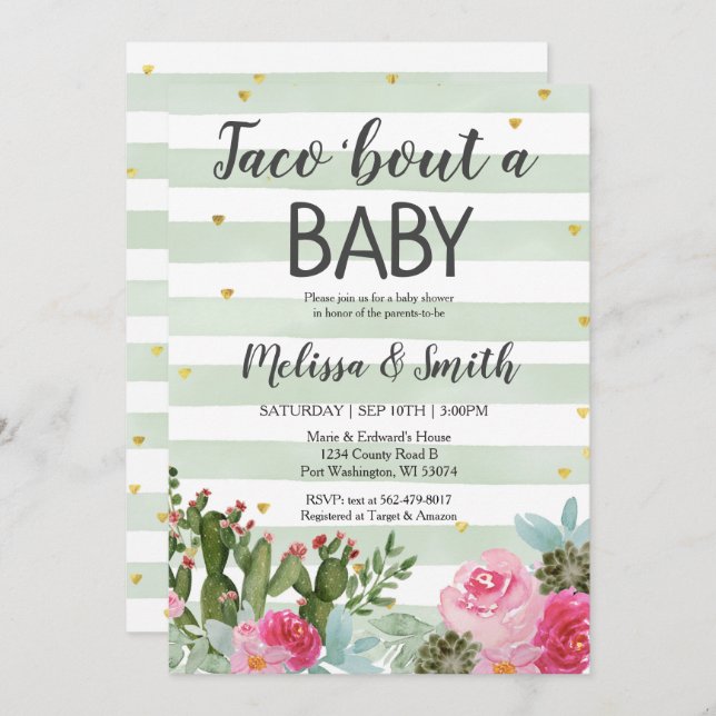 Invitation Baby shower bébé de Taco Bout (Devant / Derrière)