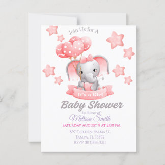 Invitation Baby shower bébé éléphant