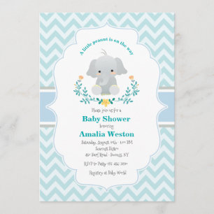 Invitation Baby shower bébé éléphant