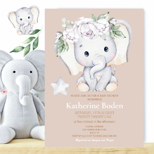 Invitation Baby shower bébé éléphant