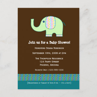 Invitation Baby shower bébé éléphant