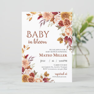 Invitation Baby shower Bébé en fleurs