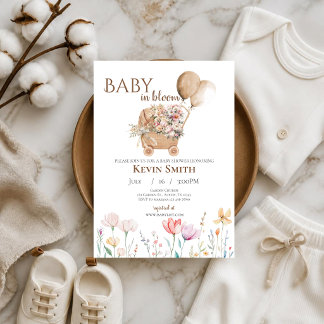 Invitation Baby Shower Bébé en fleurs