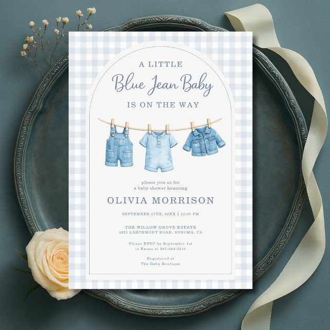 Invitation Baby-Shower « Bébé en Jean Bleu » (Créateur téléchargé)