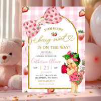 Baby Shower Bébé Espagnol Ruban Gingham Fraise