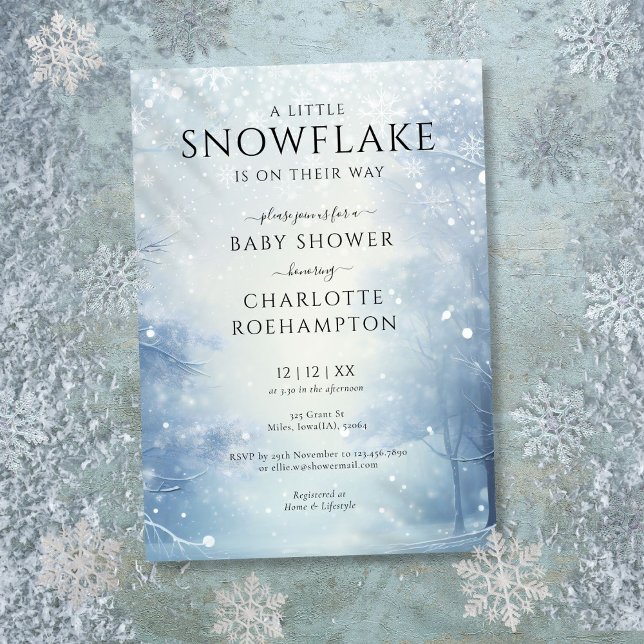 Invitation Baby Shower Bébé Flocon de Neige Hivernal (Little Snowflake Winter Baby Shower Invitation)