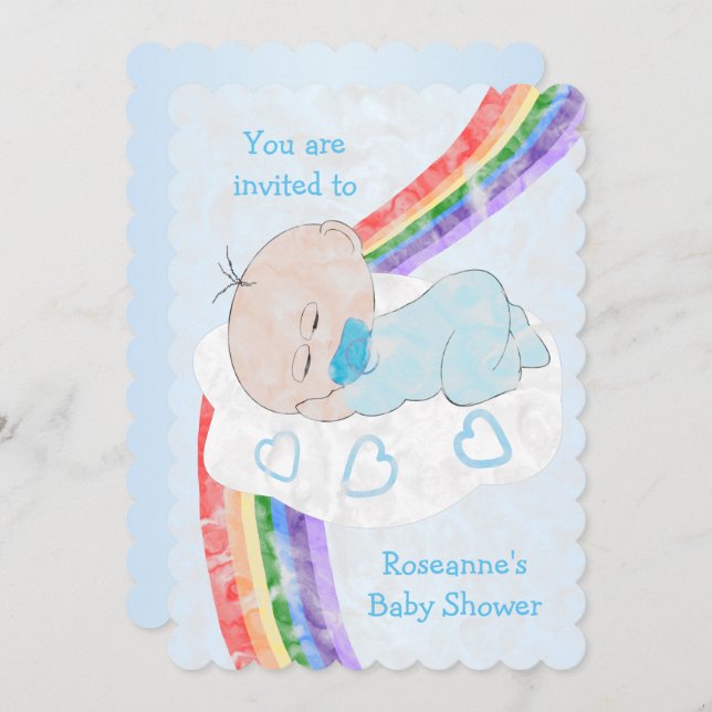 Invitation Baby shower bébé garçon (Devant / Derrière)