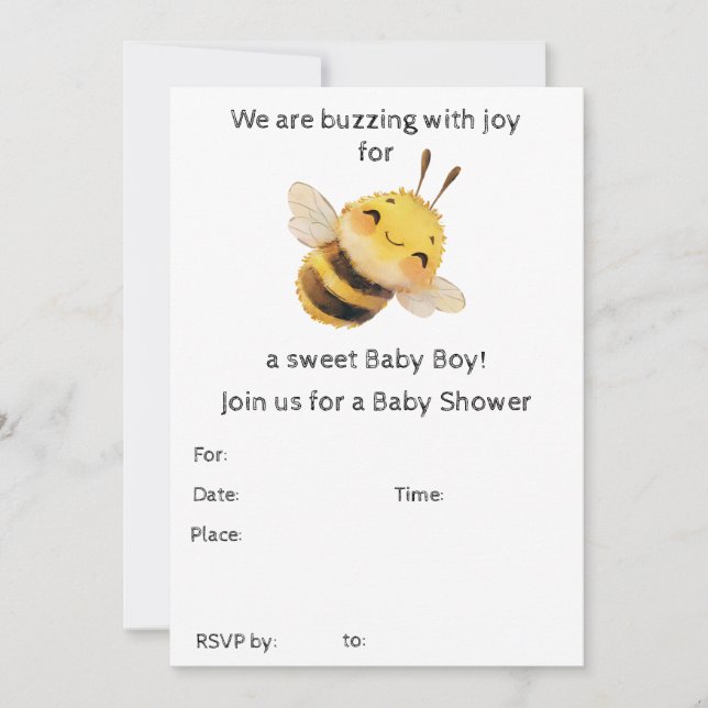 Invitation Baby shower bébé garçon (Devant)