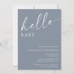 Invitation Baby shower bébé garçon bleu gris moderne