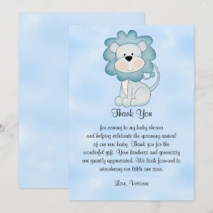 Invitation Baby shower Bébé Garçon Lion Bleu