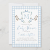 Baby shower bébé garçon Preppy Stork En vichy bleu