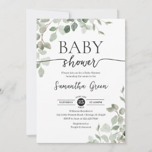 Invitation Baby shower bébé Hello vert