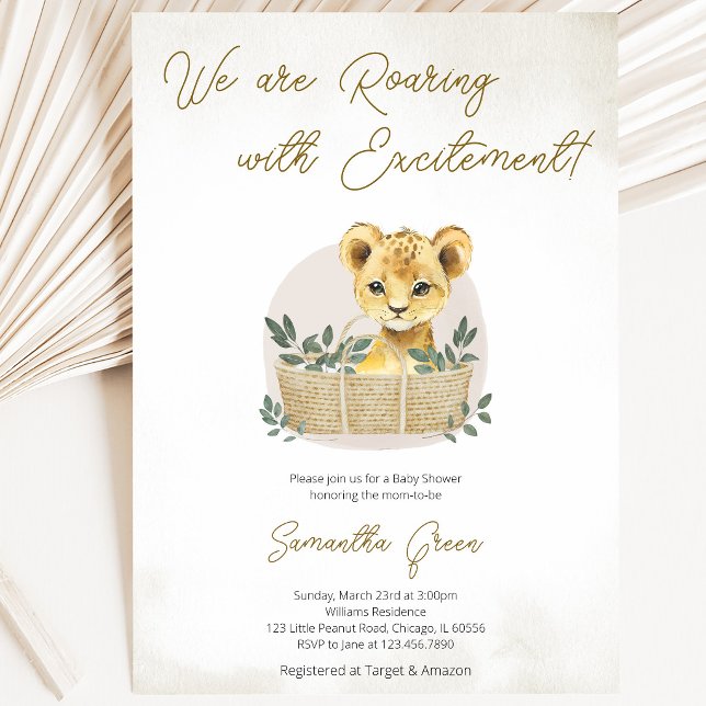 Invitation Baby Shower Bébé Lionceau Bohème (Créateur téléchargé)