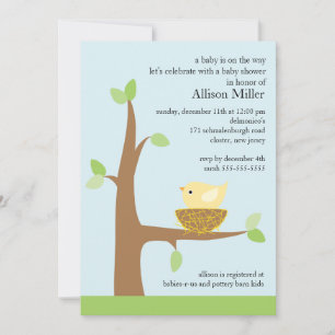 Invitation Baby shower bébé Nid d'oiseaux