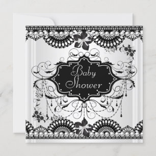 Invitation Baby shower Bébé noir blanc fille ou garçon