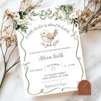 Baby Shower Bébé Oiseau Vert Sauge