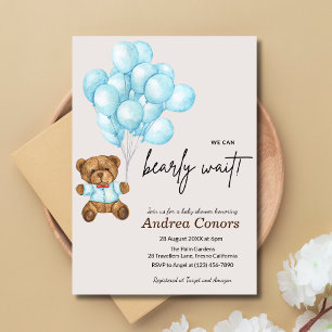 Invitation Baby shower bébé Ours bleu