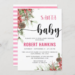 Invitation Baby shower bébé Père Noël d'hiver