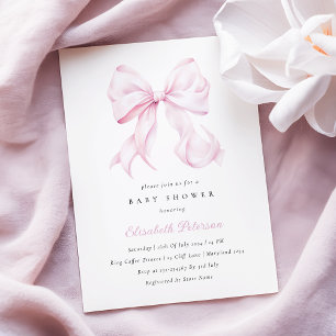 Invitation Baby shower bébé Pink Bow