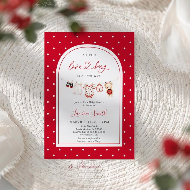 Invitation Baby Shower Bébé Punaise d'Amour (Créateur téléchargé)