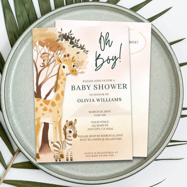 Invitation Baby shower bébé Safari mignonne (Créateur téléchargé)