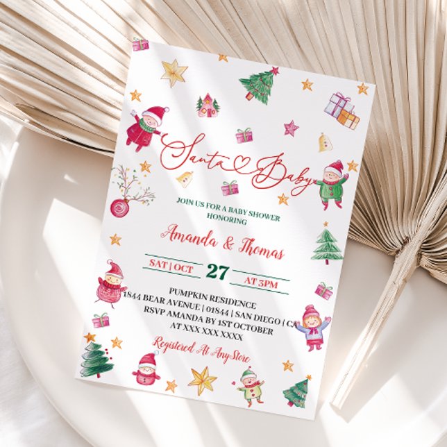 Invitation Baby Shower Bébé Santa d'Hiver (Créateur téléchargé)