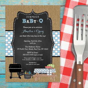 Invitation Baby shower bébé surprise, baby shower barbecue