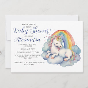 Invitation Baby shower bébé Unicorn garçon