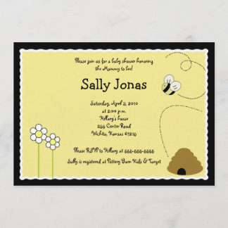 Invitation Baby shower Bee Happy Bumblebee