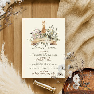 Invitation Baby shower beige Alpaca