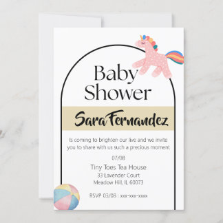 Invitation Baby shower beige blanc
