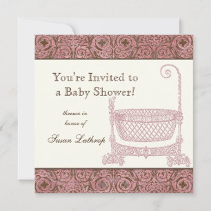 Invitation baby shower - Berceau Brown rose