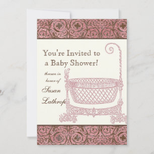 Invitation baby shower - Berceau Brown rose