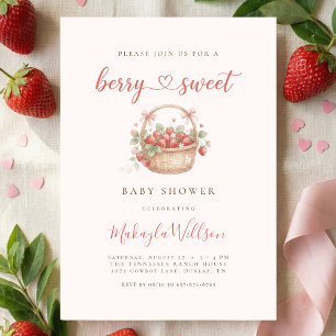 Invitation Baby shower « Berry Sweet » Coquette aux fraises