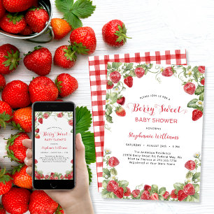 Invitation Baby shower Berry Sweet Strawberry