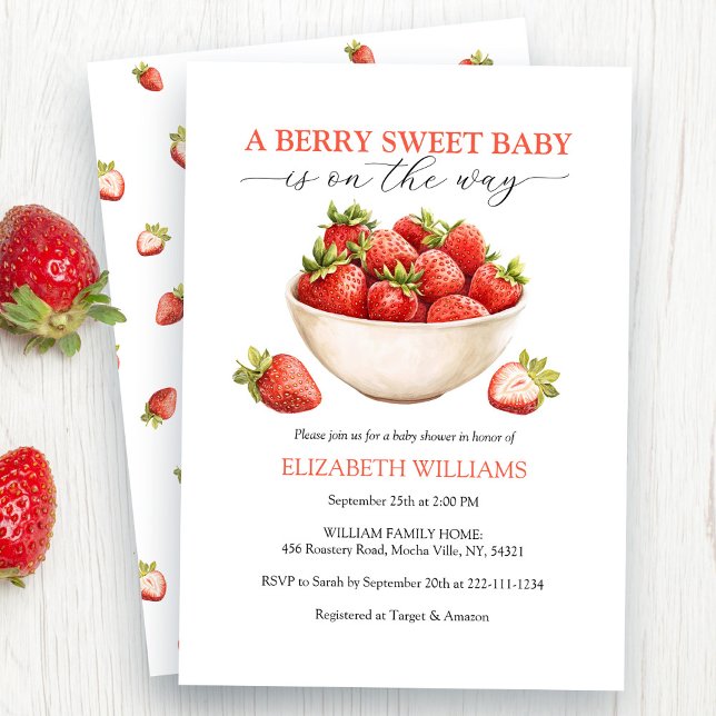 Invitation Baby shower Berry Sweet Strawberry (Créateur téléchargé)