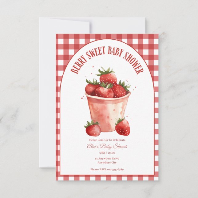 Invitation Baby shower Berry Sweet Strawberry (Devant)
